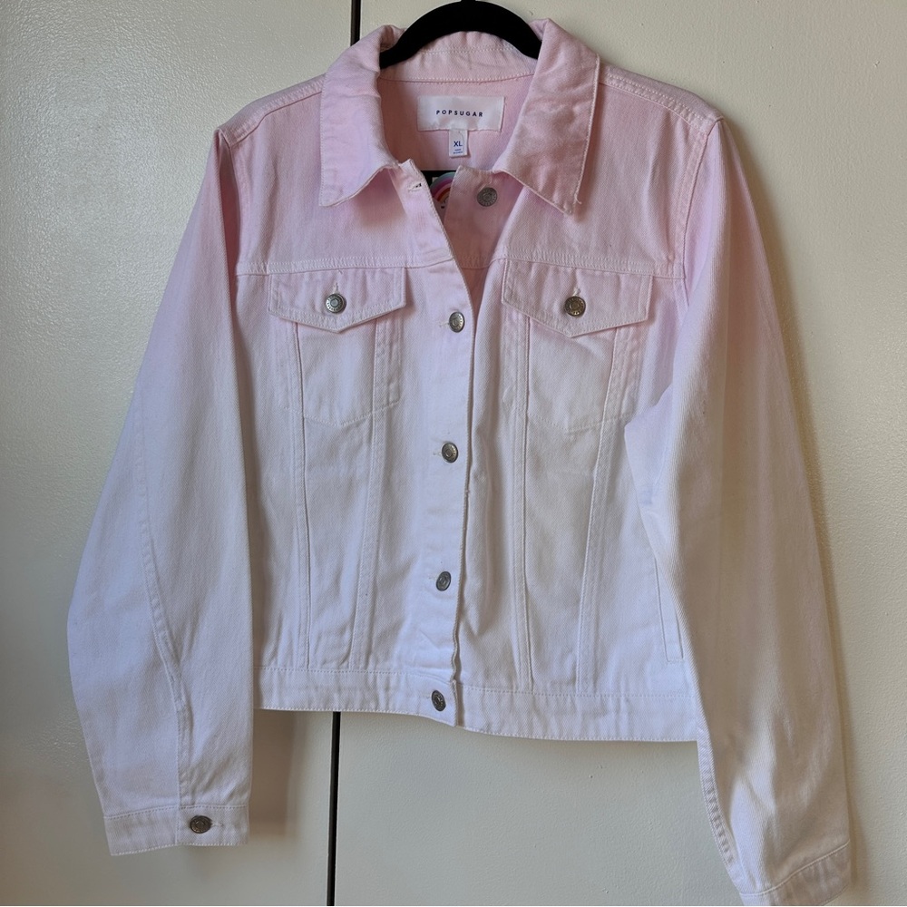 POPSUGAR Spun Sugar Pink Jean Jacket Classic Denim Style IW-269